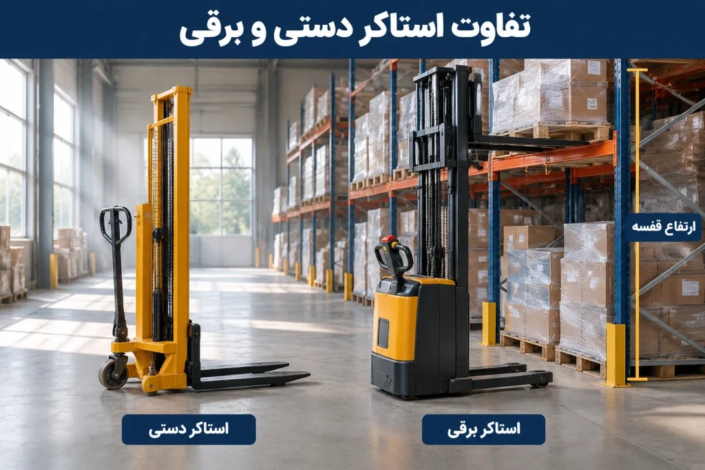  استاکر در کنار قفسه انبار؛ ارتفاع بالاترین طبقه معیار انتخاب دستی یا برقی بودن است